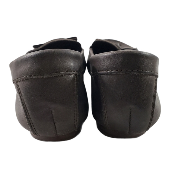 Born Naura Leather Loafer Moccasin Brown Bow Flats - Picture 4 of 8